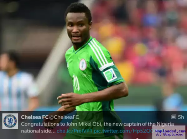 Chelsea FC congratulates Mikel Obi on his emergence as new Super Eagles captain